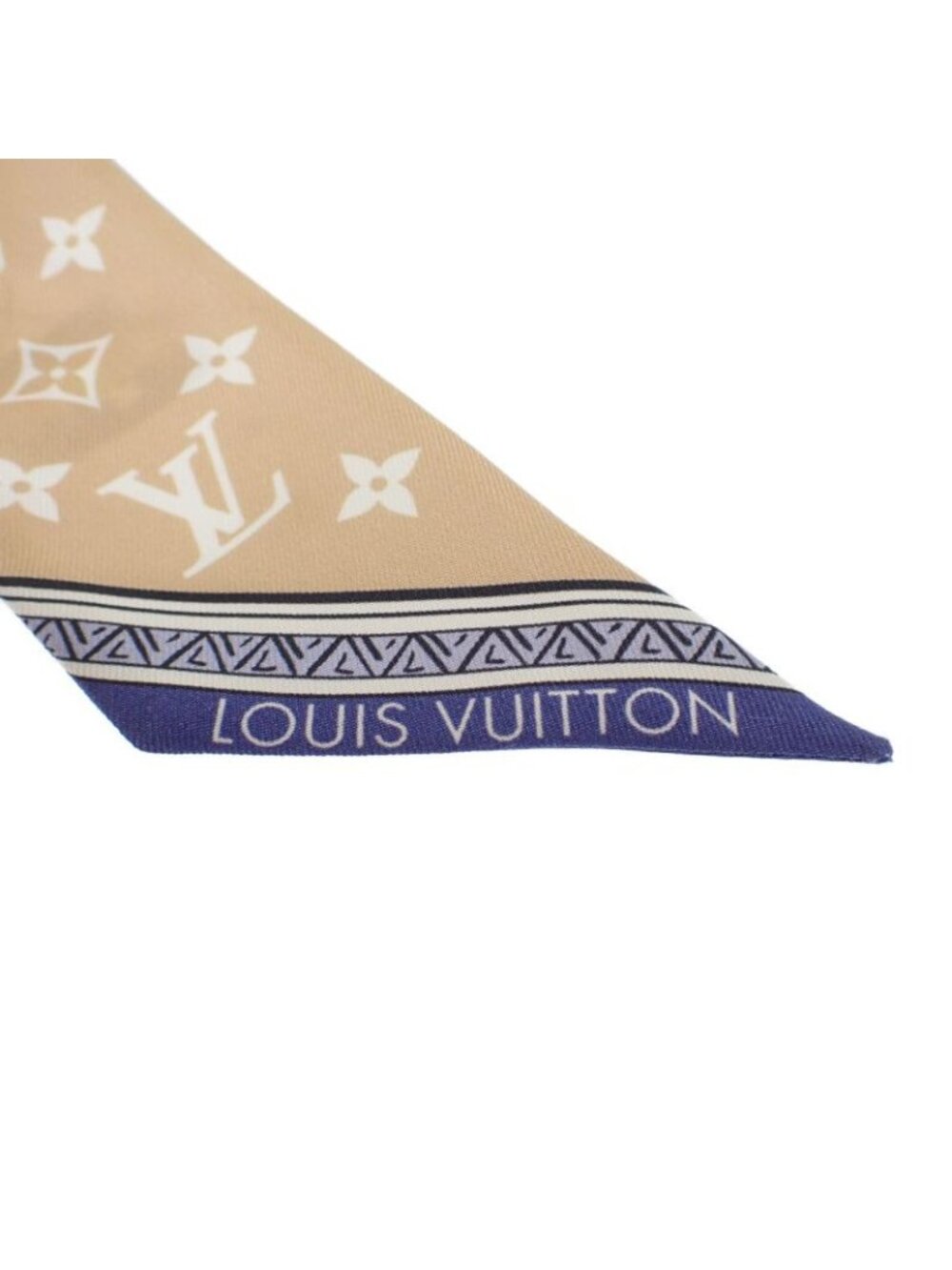 Louis Vuitton Eclipse Bandeau Scarf Silk Blue Beige - Picture 5 of 10